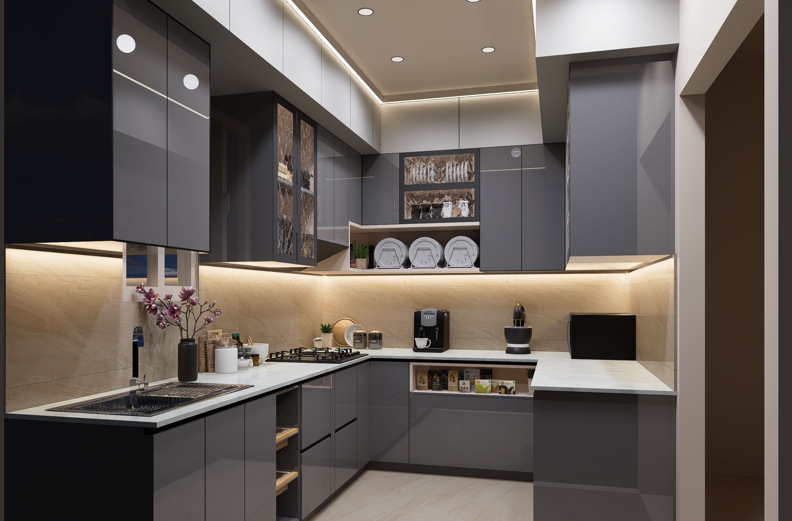 Modular kitchen designed by Baroda Interiors